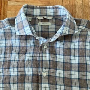 SUITSUPPLY 100% Linen Checkered Shirt
